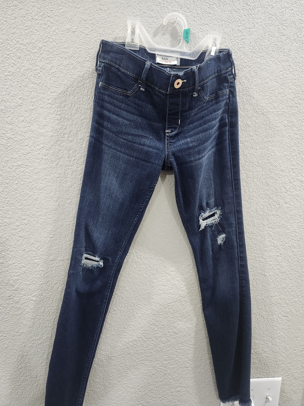 abercrombie kids Dark Blue Skinny Ripped Jeans